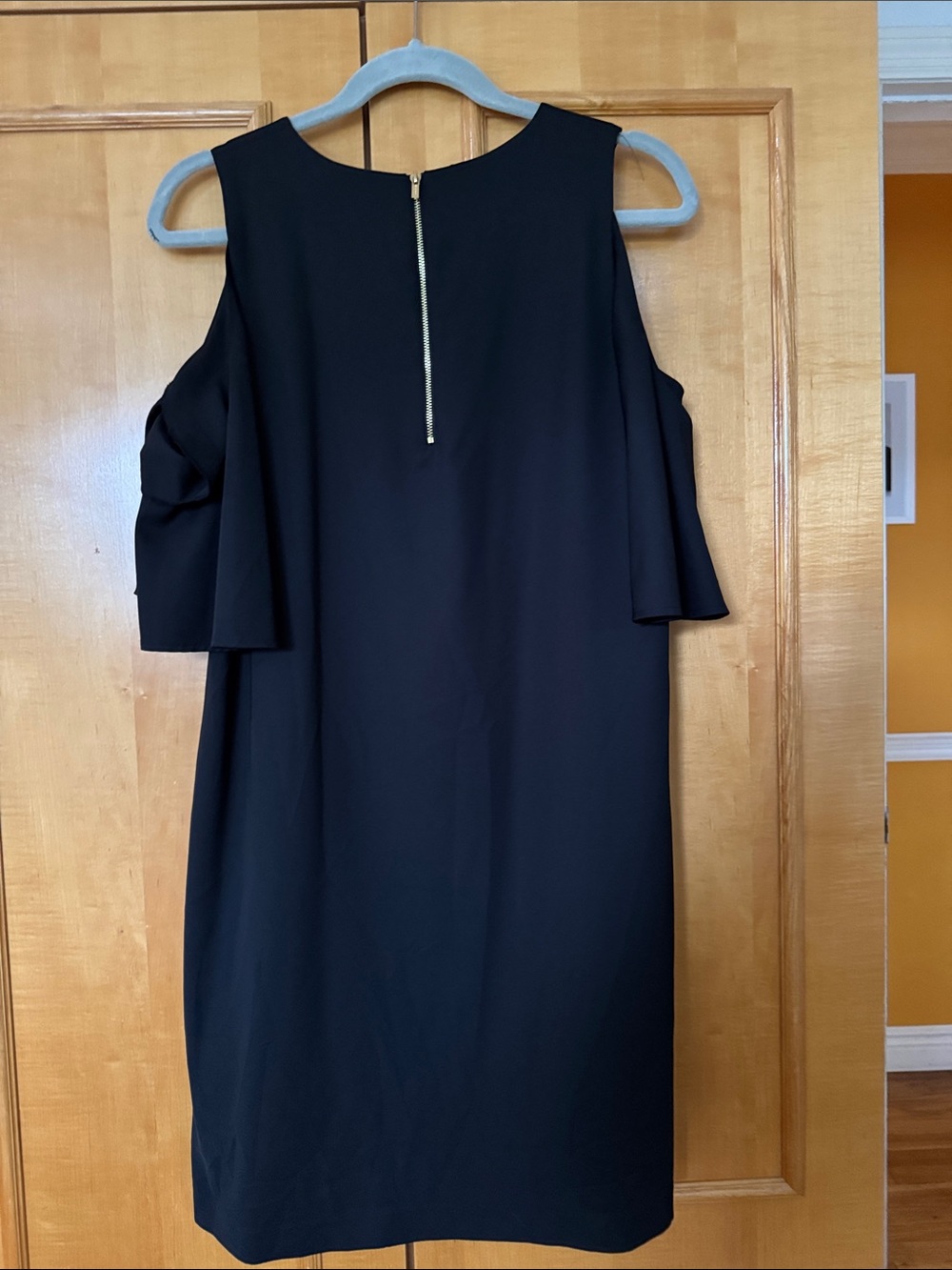 Calvin Klein Black Cold-Shoulder Ruffle Mini Dress - Picture 5 of 12